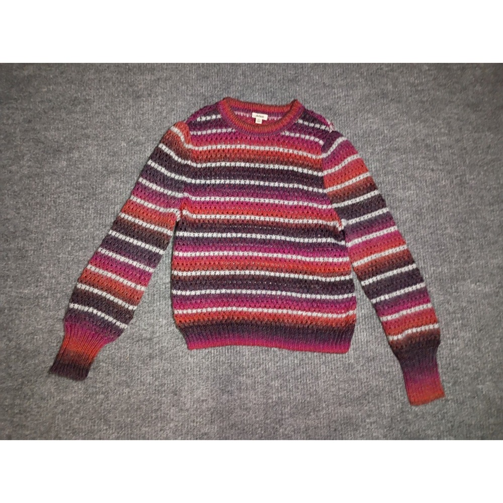 A.N.A. Women's Striped Crew Neck Knit Sweater Boho Size Medium